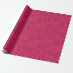 Papel De Presente Padrões de Corações Cor-de-Rosa Suave Desenhados e