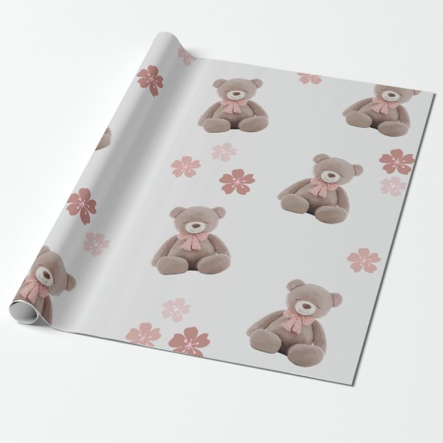 Papel De Presente Padrões de desenho cor-de-rosa (Desenrolado)