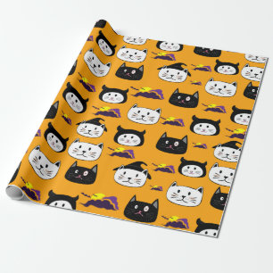 Papel De Presente Padrões de Dia das Bruxas de Gato Bonito