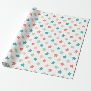 Papel De Presente Padrões de Estrelas: Vermelho, Verde, Azul e Delíc