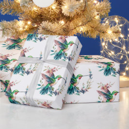 Papel De Presente Padrões de Flores de Hummingbird