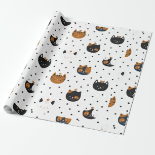 Papel De Presente Padrões de Gato Chic Elegante