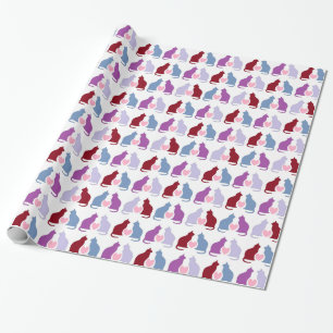 Papel De Presente Padrões de Gatos e Corações
