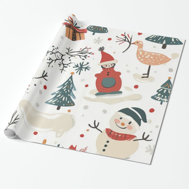 Papel De Presente Padrões de inverno Whimsic (Desenrolado)