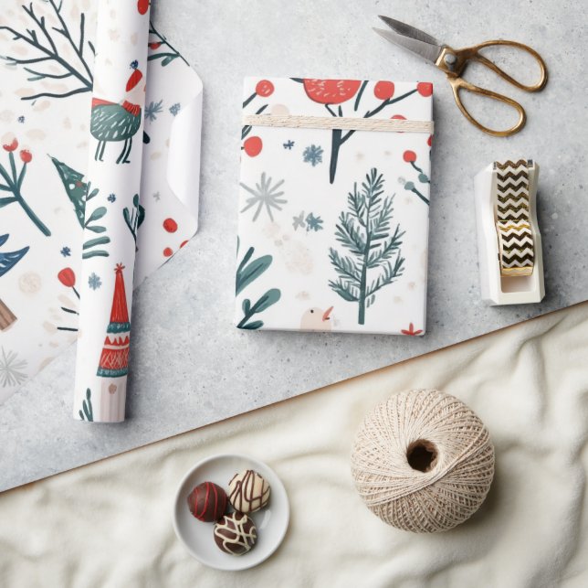 Papel De Presente Padrões de inverno Whimsic (Artesanato)