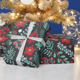 Papel De Presente Padrões de Natal Botânicos Bonitos - Poinsetos