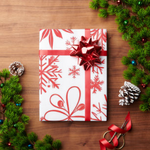 Papel De Presente Padrões de Natal Festivos, de cor vermelha e branc