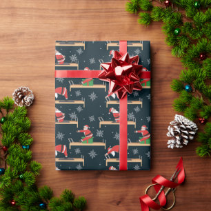 Papel De Presente Padrões de Natal sem Costura do Pilates Reformer P