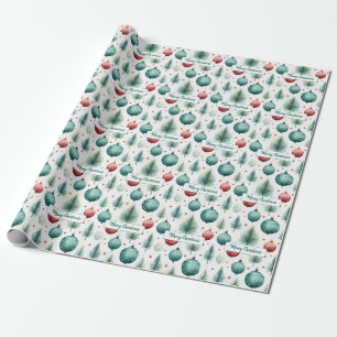 Papel De Presente Padrões de Natal Verdes e Vermelhos -