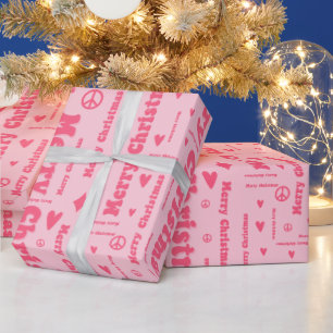 Papel De Presente Padrões de Paz e Amor com Feliz Natal