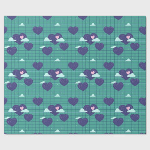 Papel De Presente Padrões de quadrados de quadrícula retrorados de n
