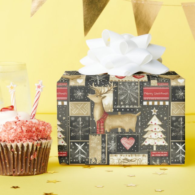 Papel De Presente Padrões de renas de Natal bonitos (Festa de aniversário)