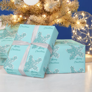 Papel De Presente Padrões de Starfish Teal Aqua Feliz Festa de Natal