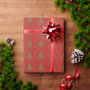 Papel De Presente Padrões de suéter feio da árvore de Natal Cozy