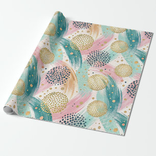 Papel De Presente Padrões de Traço e Ponto abstrato - Acentos Dourad