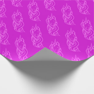 Papel De Presente Padrões de Unicórnio Cor-de-Rosa Magnético