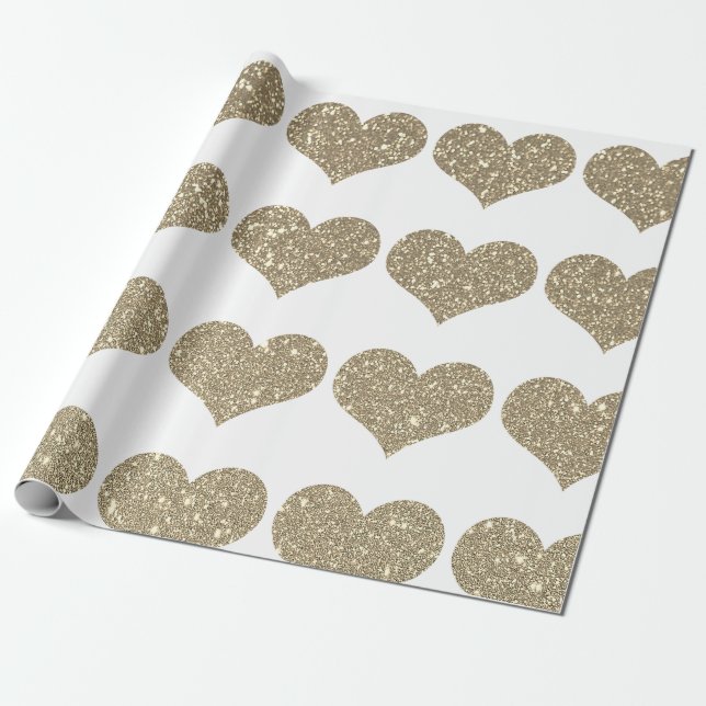 Papel De Presente Padrões Dourados de brilho Ouro branco Sparkle (Desenrolado)