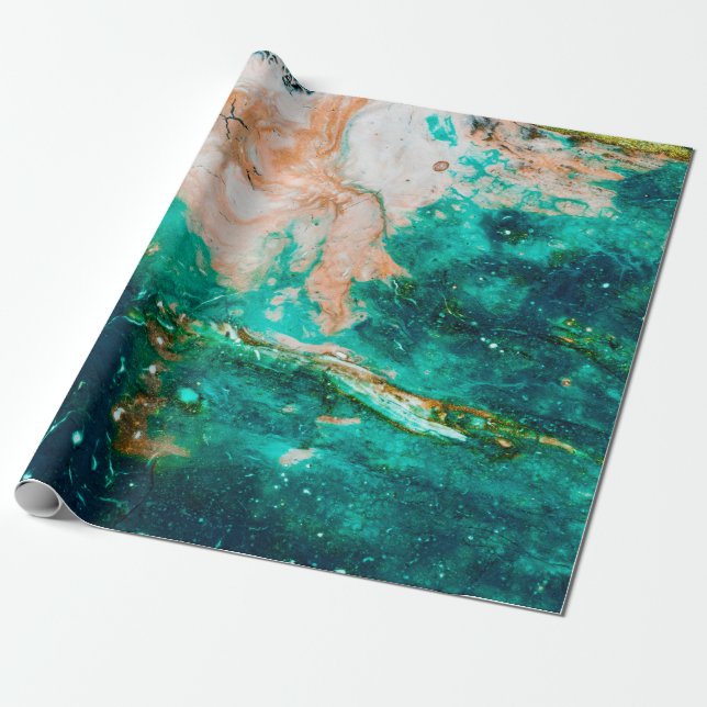 Papel De Presente Padrões Fantásticos de abstrato de Cores e Tintas (Desenrolado)