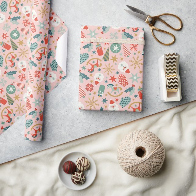 Papel De Presente Padrões Festivos de Férias de Natal (Artesanato)