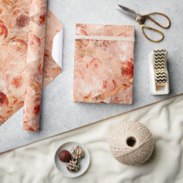 Papel De Presente Padrões florais fortes. Fundo de coral.