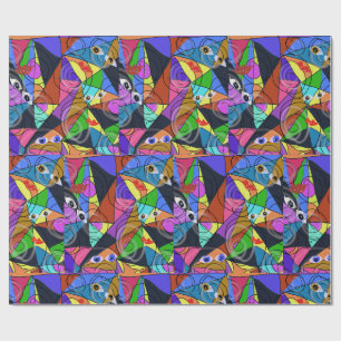 Papel De Presente Padrões Geométricos Abstratos Surreais com Olhos