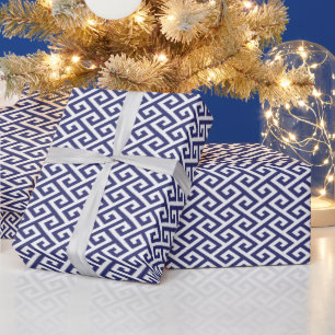 Papel De Presente Padrões geométricos com chave azul esverdeada