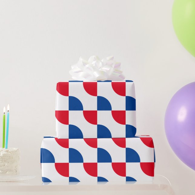 Papel De Presente Padrões Geométricos Cores Personalizadas Azul Azul (Presentes para festas)