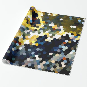 Papel De Presente Padrões geométricos hexágonos amarelos e azuis