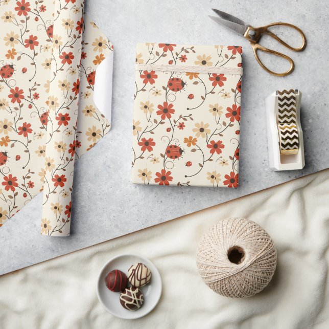 Papel De Presente Padrões Ladybug divertidos (Artesanato)