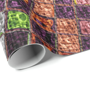 Papel De Presente Padrões Mosaicos Coloridos Ruptura Rústica #4