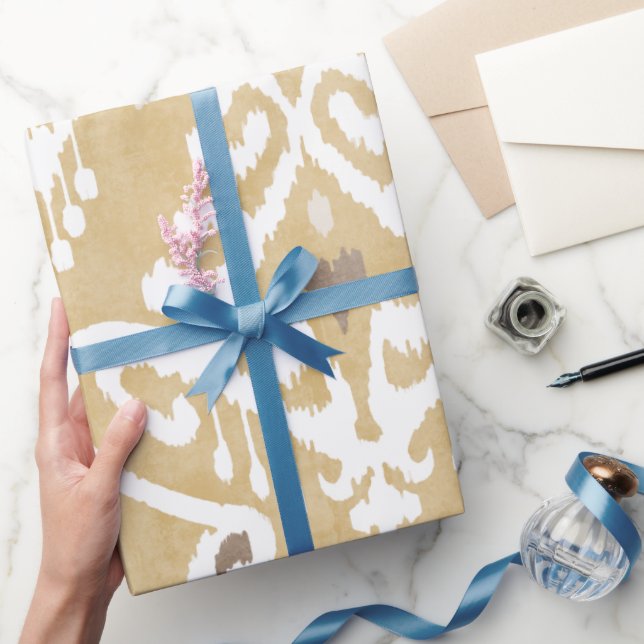 Papel De Presente Padrões tribais de ouro neutro e bonito (Presentear)