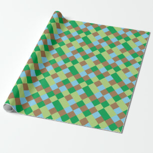 Papel De Presente Padrões verdes e castanhos azuis