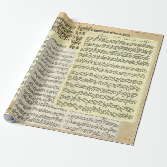 Papel De Presente Páginas do manuscrito da música de Bach (Desenrolado)