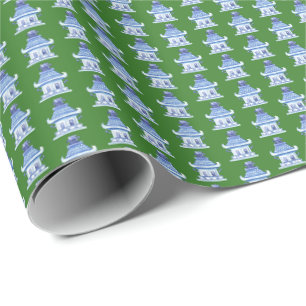 Papel De Presente Pagodes Chinesas (em Verde) 