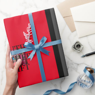 PAPEL DE PRESENTE PAI BEAUTIFL GIFT_LETTER _RED_BLACK_CINZA_
