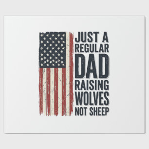 Papel De Presente Pai Criando Lobos Camisa Patriótica Vintage Design