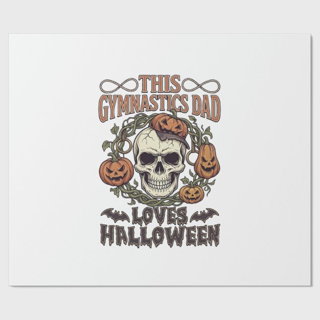 Papel De Presente Pai de Ginástica Ama Halloween Caveira Abóboras Mo (Aberto)