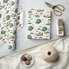 Papel De Presente Pai de golfe com equipamento Golf com bandeira Gol