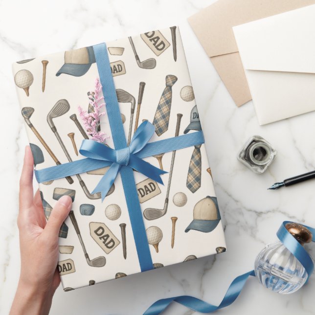 Papel De Presente Pai de golfe com equipamento Golf com bandeira Gol (Presentear)