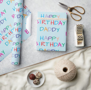 Papel De Presente Pai Feliz de Aniversário Colorido - Diversão e Let