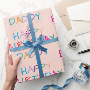 Papel De Presente Pai Feliz de Aniversário Colorido - Diversão e Let