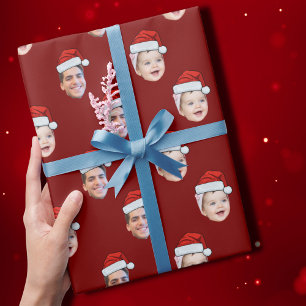 Papel De Presente Pai Natal Personalizado Rosto Natal Presente 2 Fot