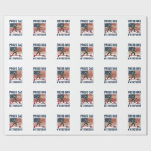 Papel De Presente Pai Orgulhoso de um Bombeiro Bandeira Vintage Vect