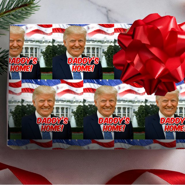 Papel De Presente Pai Presidente Donald Trump 2024 Vitória (donald trump wrapping paper)