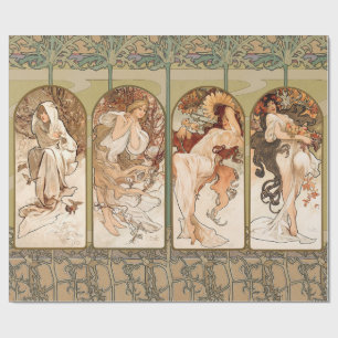 Papel De Presente Painel Art Nouveau Alphonse Mucha Quatro Estações 