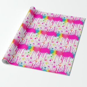 Papel De Presente Paint Splatter colorido