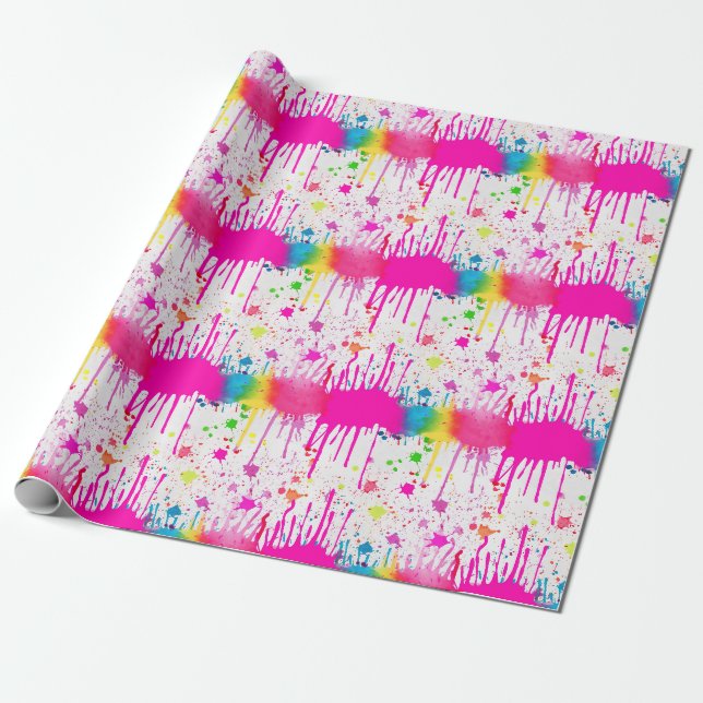 Papel De Presente Paint Splatter colorido (Desenrolado)