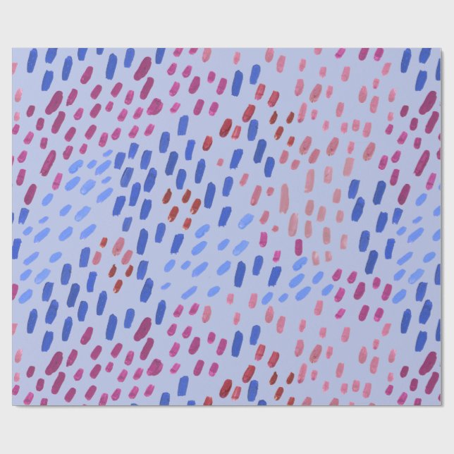 Papel De Presente Painted Dots Pattern – Hand-Painted Abstract Blue (Aberto)