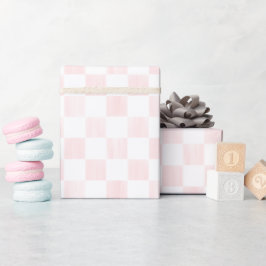 Papel De Presente Painted Pink and White Check Checkerboard Pattern
