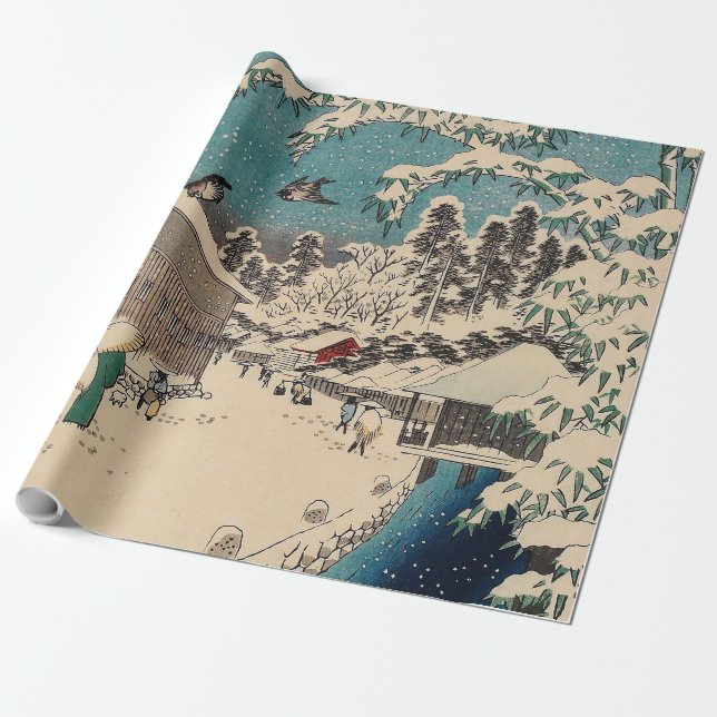 Papel De Presente País japão da paisagem de inverno de Hiroshige (Desenrolado)